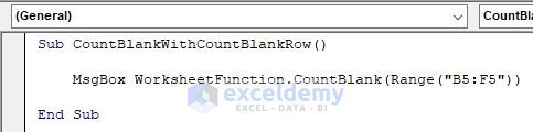 excel vba count blank cells in range of row with countblank