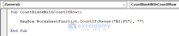 excel vba count blank cells in range of row with countif