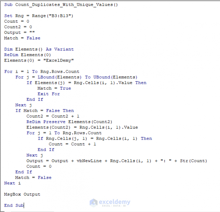 Excel VBA To Count Duplicates In A Column A Complete Analysis 