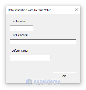 Running UserForm to Set Default Value in Data Validation List with VBA