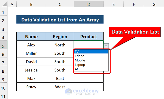 Data Validation List From an Array with Excel VBA