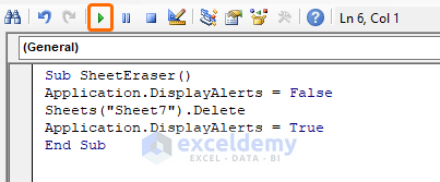 Delete a Single Worksheet with No Prompt Using the Excel VBA