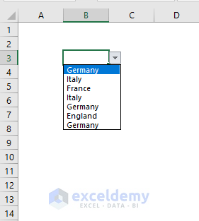 Data Set to Keep Unique Values in a Drop Down List with Excel VBA