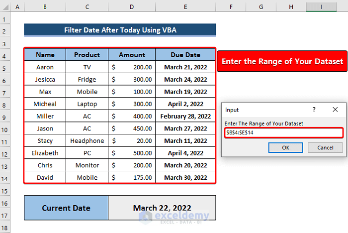 Filter Date after Today Using VBA in Excel