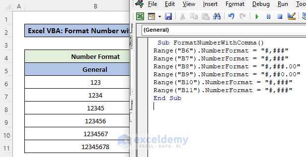 Excel VBA Format Numbers with Comma 
