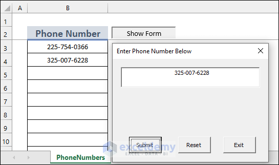 Text Box For Number How to Format TextBox for Phone Number in Excel VBA