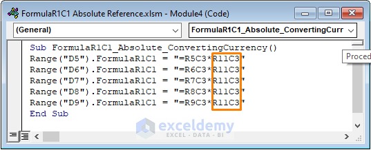 excel vba formular1c1 absolute reference converting one currency to another currency