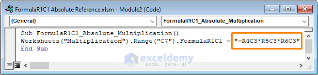 excel vba formular1c1 absolute reference to multiply