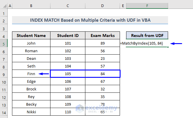 Applying function for Excel VBA index match based on multiple criteria with UDF