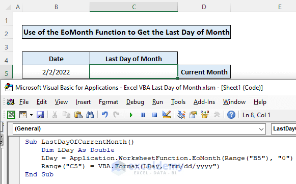 Excel VBA Last Day of Month