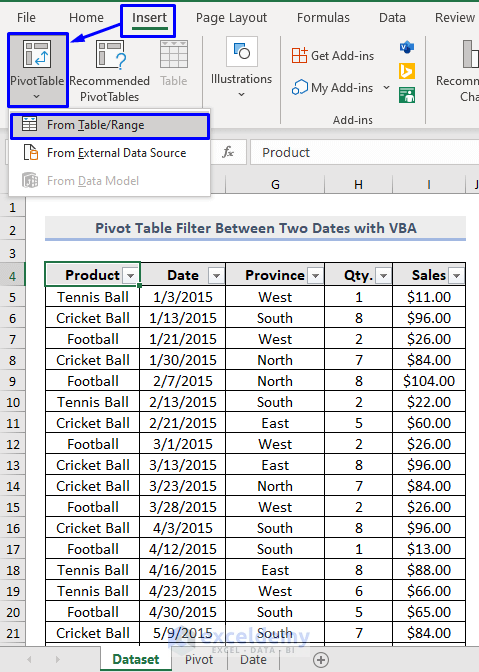 Making excel vba pivot table filter between two dates