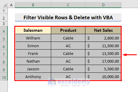 Filter the Visible Rows and Delete with VBA in Excel