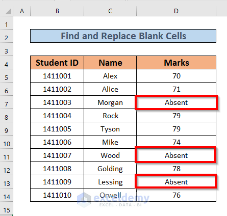 find and replace blank cells in excel