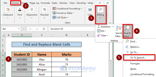 find and replace blank cells in excel