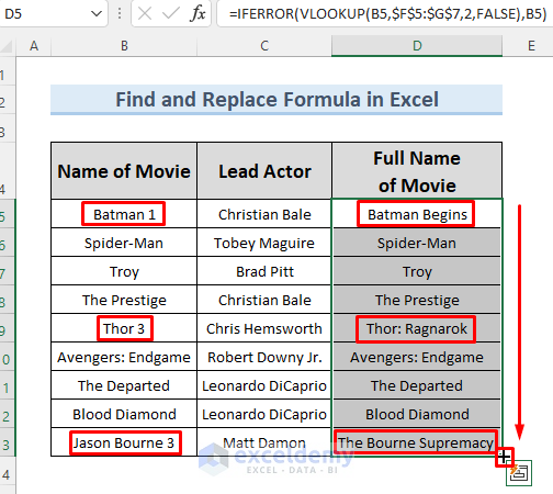 find and replace formula in excel