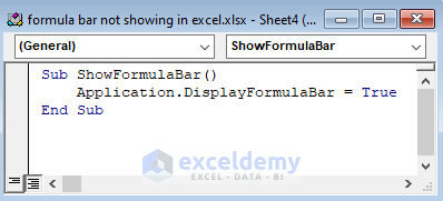 Fix Formula Bar Is Not Showing with VBA in Excel