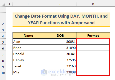Formula to Change Date Format in Excel