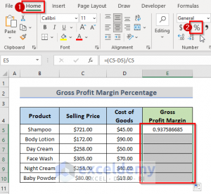 How to Calculate Gross Profit Margin Percentage with Formula in Excel