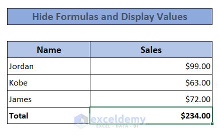 Formatting Cells to Hide Formulas and Display Values
