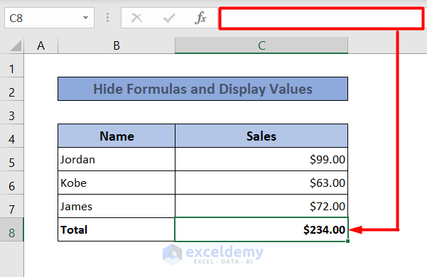 Formatting Cells to Hide Formulas and Display Values