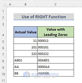 How to Add Leading Zeros in Excel Text Format