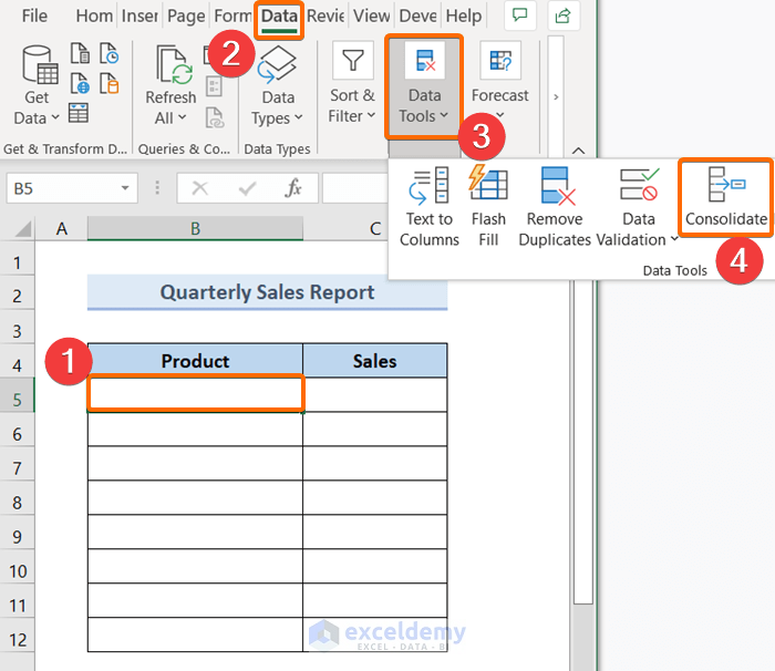 Use the Consolidate Button to Combine Data from Multiple Worksheets in Excel