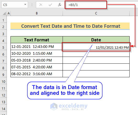 how to convert text date and time to date format in excel