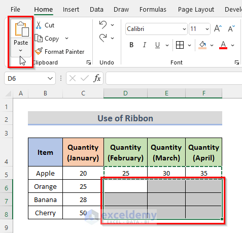 Copy & Paste Options for Copying a Formula Across Multiple Rows in Excel