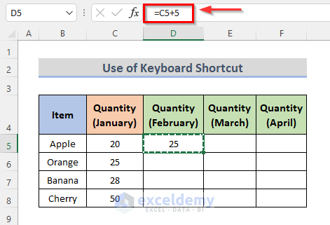 Keyboard Shortcuts to Duplicate a Formula