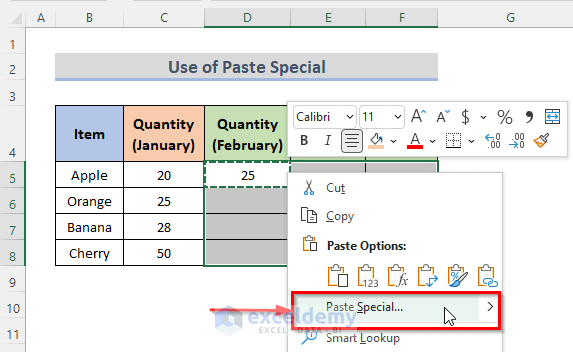 Paste Special Feature to Copy a Formula