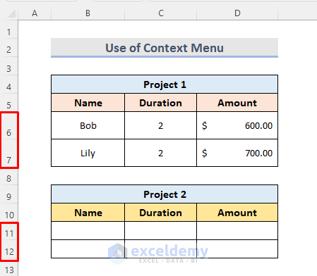 Use Context Menu to Copy and Paste in Excel to Keep Cell Size
