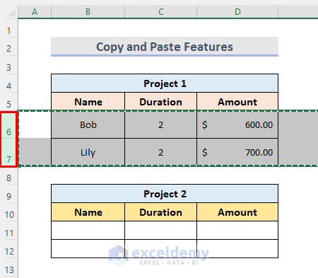 Copy and Paste Features to Keep Cell Size in Excel