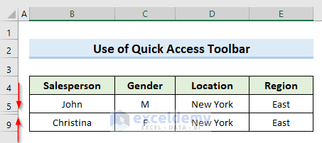 Copy and Paste Visible Cells Only with Quick Access Toolbar