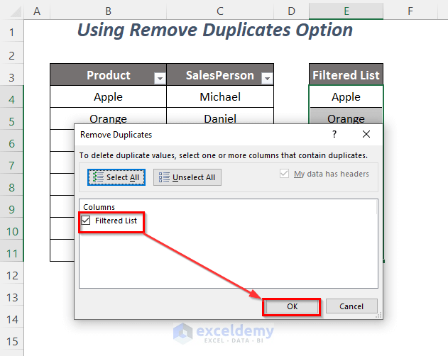 Remove Duplicates option