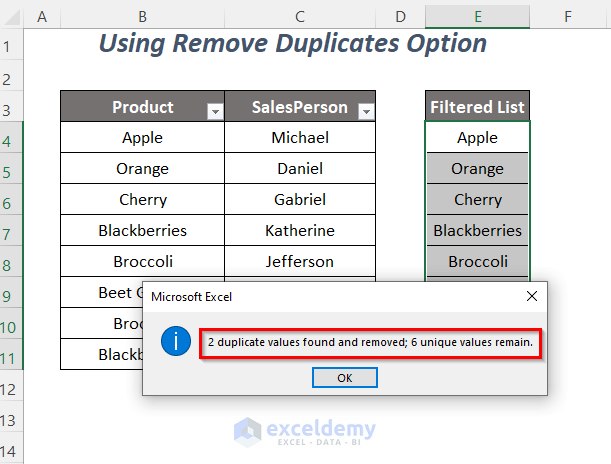 Remove Duplicates option