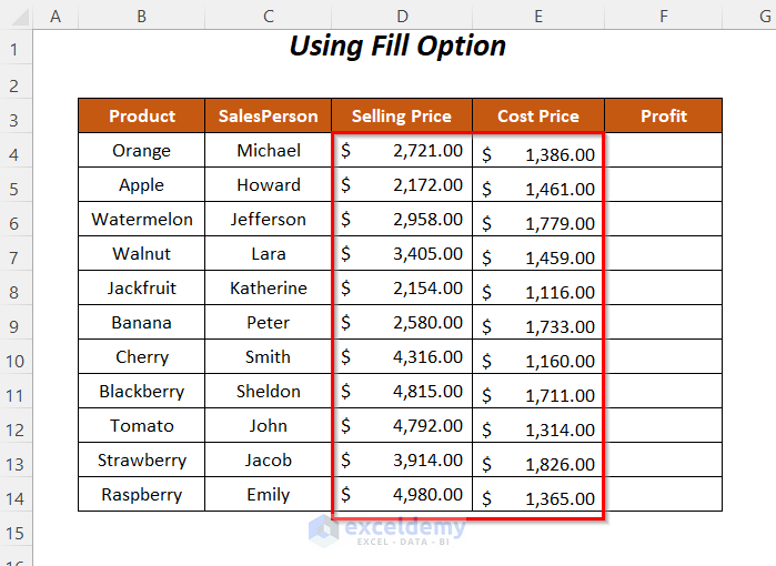 how to copy formula in Excel without dragging