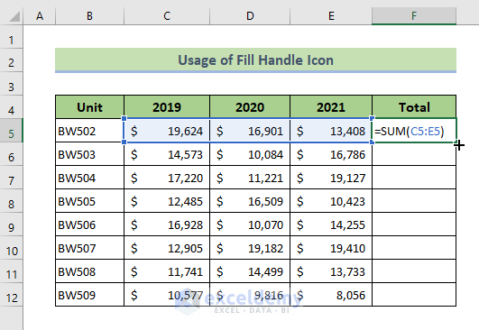 Double-Click on the Fill Handle Icon to Copy a Formula Down the Entire Column in Excel