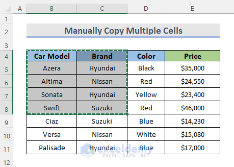 Copy Numerous Cells to Another Sheet Manually