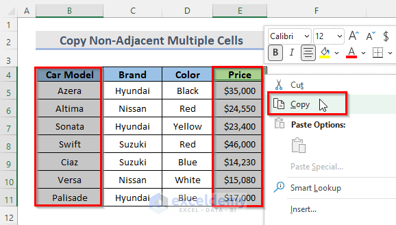 Copy Non-Adjacent Cells to Another Sheet
