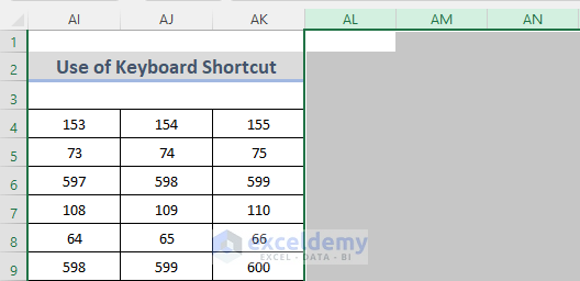 Using Keyboard Shortcut to Delete Columns That Go on Forever