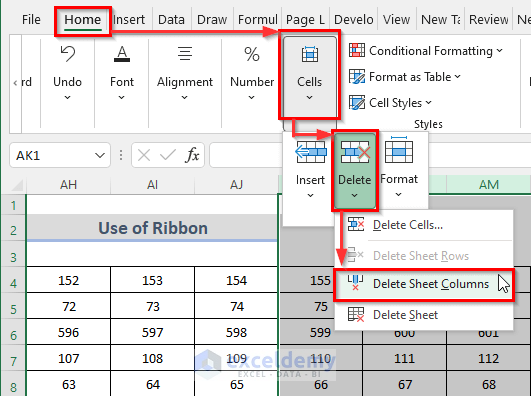 Eliminate Columns That Go on Forever by Using Ribbon in Excel