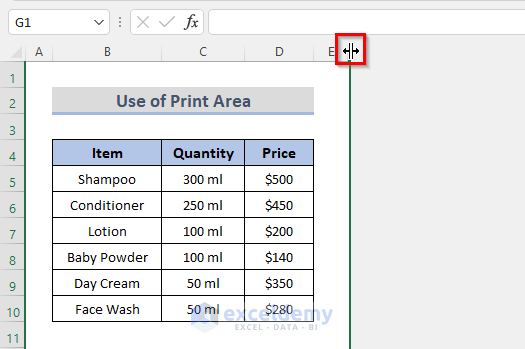 Delete Extra Pages Using Print Area in Excel