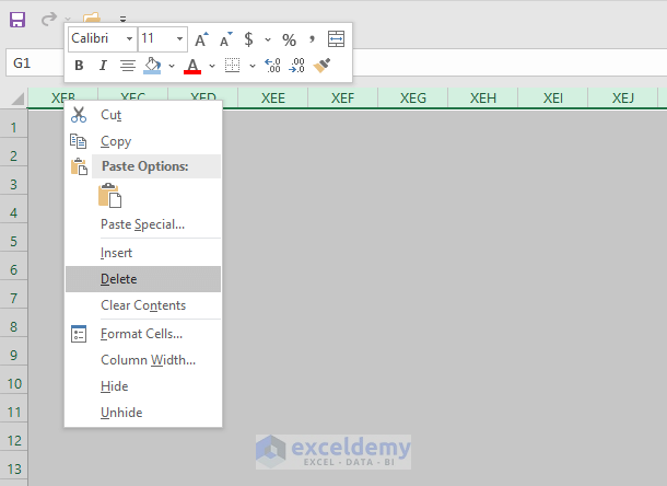 context menu