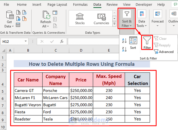 how to delete multiple rows using if functoin