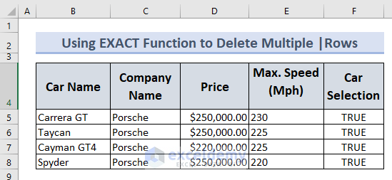  delete multiple rows using formula in Excel