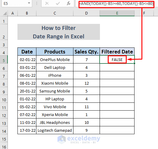 how to filter date range in excel 