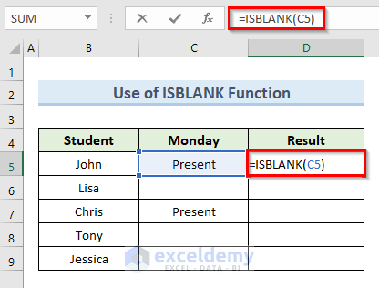 Identify Blank Cells with ISBLANK Function in Excel