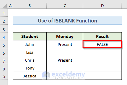 Identify Blank Cells with ISBLANK Function in Excel