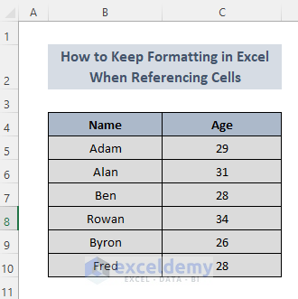 how to keep formatting in excel when referencing cells