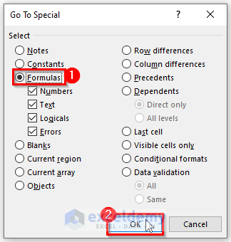 ‘Go To Special’ Feature to Lock a Group of Cells in Excel